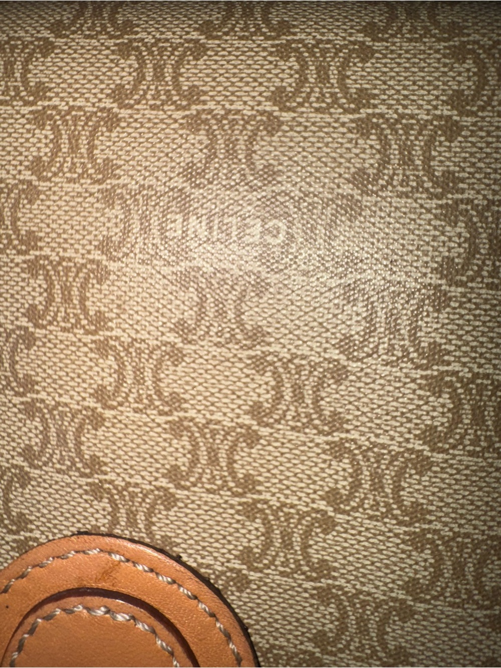 Celine VINTAGE Brown Tan Triomphe Canvas Crossbody Bag Good Preloved Condition - Picture 2 of 11